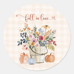 Herfst Pompoenen Bloemen Waterverf Ronde Sticker