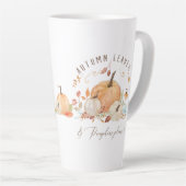 Herfst pompoenen bloemenherfstbladeren Waterverf Latte Mok (Rechterhoek)