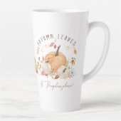 Herfst pompoenen bloemenherfstbladeren Waterverf Latte Mok (Rechts)