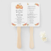 Herfst pompoenen bruiloft programma hand fans handwaaier (Voorkant en achterkant)