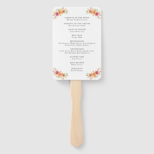Herfst pompoenen bruiloft programma hand fans handwaaier (Achterkant)