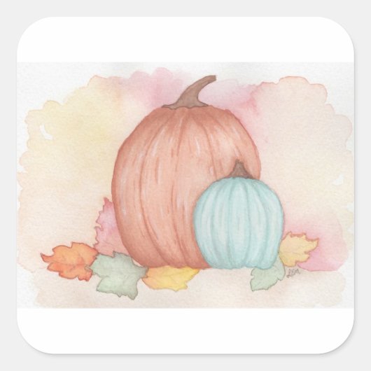 Herfst Pompoenen en bladeren Vierkante Sticker (Voorkant)