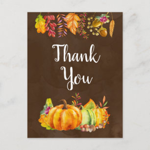 Herfst pompoenen en herfst gebladerte dank u briefkaart