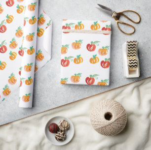 Herfst Pompoenen Handgeschilderd Oranje Inpakpapie Cadeaupapier