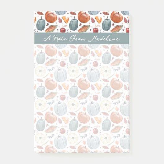 Herfst Pompoenen & Herfst Bladeren Patroon Post-it® Notes (Voorkant)