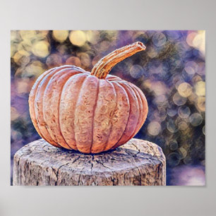 Herfst pompoenen herfstkleuren waterverf Poster