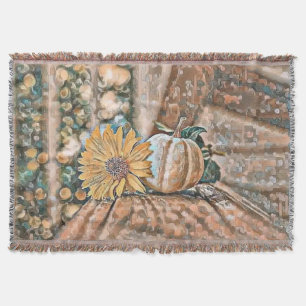  Herfst pompoenen herfstkleuren waterverf Thro Deken