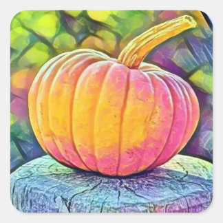  Herfst pompoenen herfstkleuren waterverf Vierkante Sticker