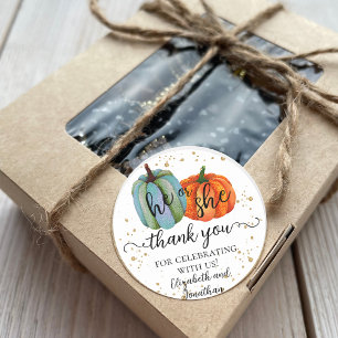 Herfst pompoenen Hij of Zij Gender Onthullen Dank Ronde Sticker