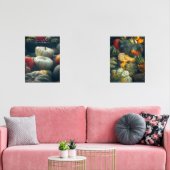 Herfst pompoenen in een rustieke tuin muurkunst sets (Woonkamer)