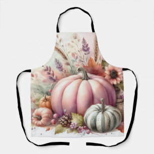 Herfst pompoenen pastel kleuren waterverf schilder schort