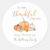 Herfst Pompoenen Thanksgiving Dank u Ronde Sticker (Voorkant)