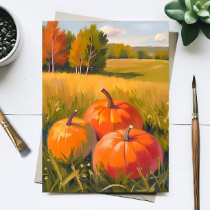 Herfst Pompoenen Waterverf Herfst Weide Geschilder Briefkaart