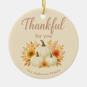 Herfst Pompoenen & Zonnebloemen Elegante Thanksg Keramisch Ornament