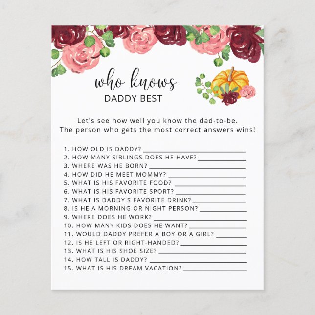 Herfst pompoenfloral die DADDY het beste kent (Voorkant)