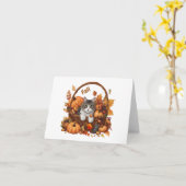 Herfst pompoenmand met malle katjes kaart (Gele Bloem)