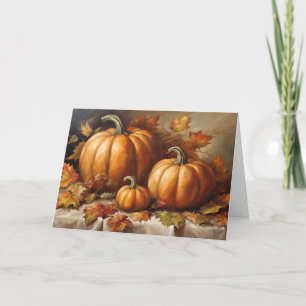 Herfst pompoenoogst, herfstbladeren feestdagen kaart