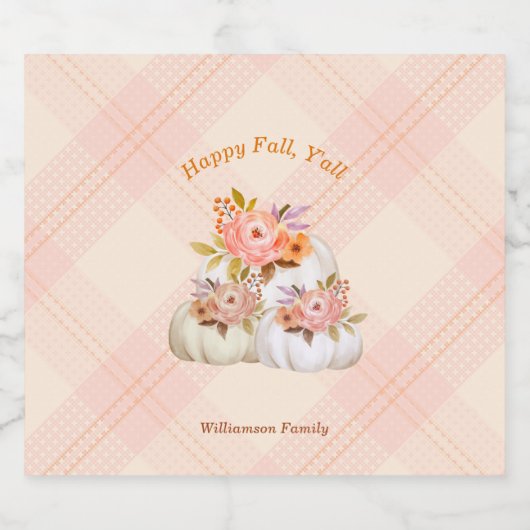 Herfst Pompoenoogst Roze Thanksgiving Aanpassen Sparkling Wijnetiket (Enkel label)