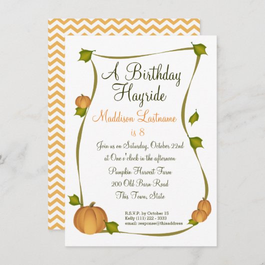 Herfst pompoenoogst verjaardag kaart (Voorkant / Achterkant)