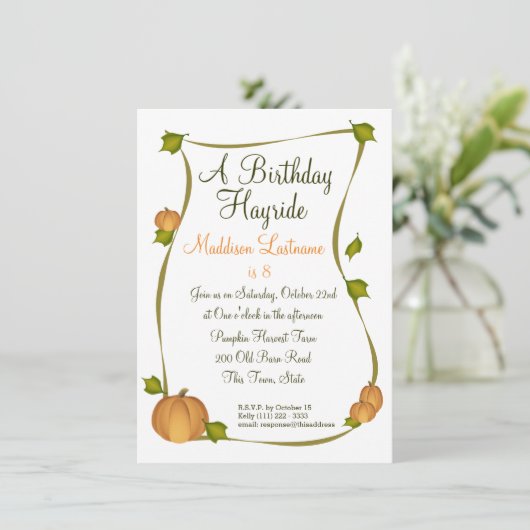 Herfst pompoenoogst verjaardag kaart (Staand voorkant)