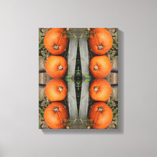 Herfst pompoenpaar Abstract Canvas Afdruk