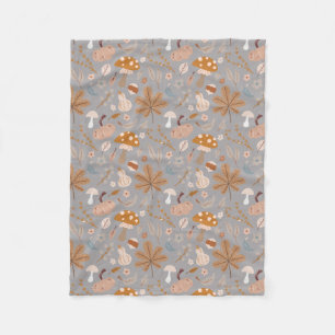 Herfst pompoenveld met valkleppen en paddenstoelen fleece deken