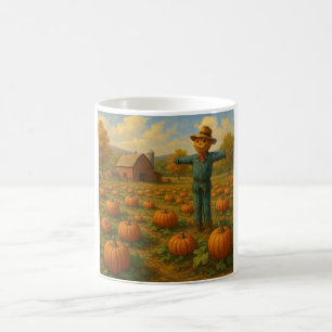 herfst pompoenveld & vogelverschrikker koffiemok
