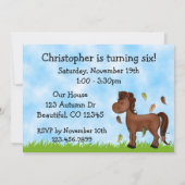 Herfst Pony Verjaardag Uitnodiging - Jongens (Achterkant)