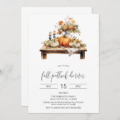 Herfst Potluck Dinner Invitation, Thanksgiving Kaart (Voorkant / Achterkant)