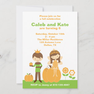 Herfst Prince en Fairy Princess Invitation Kaart