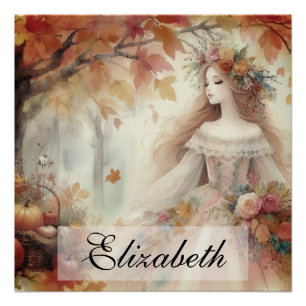 Herfst prinses met herfstbladeren Perfect Poster