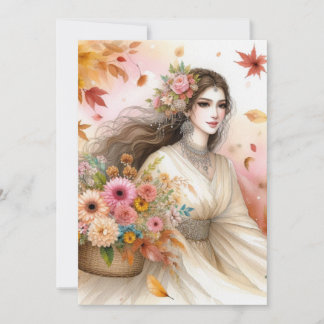 Herfst Prinses verlaat aquarel kalligrafie tekst Kaart