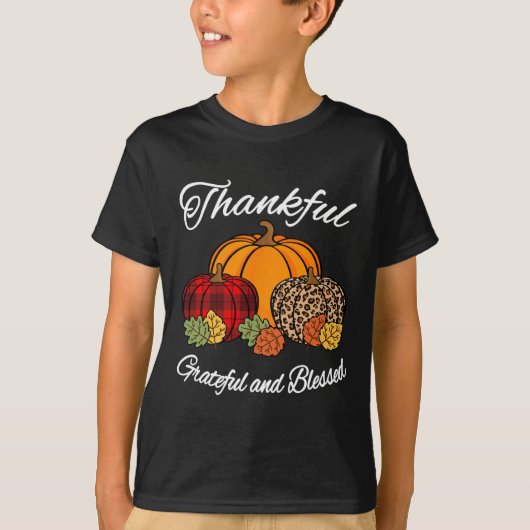 Herfst Pset Leopard Pumpkin Autumn Thanksgiving Bl T-shirt (Voorkant)