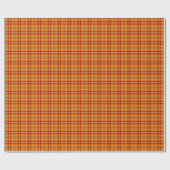 Herfst Pset Tartan Birthday Wrapping Paper Cadeaupapier (Vlak)