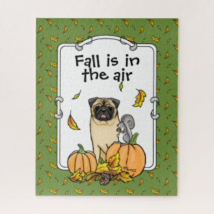 Herfst Pug Dog (fawn) pompoenen luiers Legpuzzel