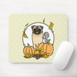 Herfst Pug Dog (fawn) pompoenen luiers Muismat