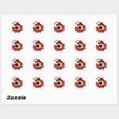 Herfst Pug met bladeren Ronde Sticker (Vel)