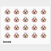 Herfst Pug met Split Leaf Krans Ronde Sticker (Vel)