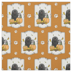 Herfst Puli Dog (zwart) pompoenen blazen schimmels Stof