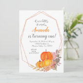 Herfst Pumpkin 3e verjaardag Uitnodiging (Staand voorkant)