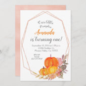 Herfst Pumpkin 3e verjaardag Uitnodiging (Voorkant / Achterkant)