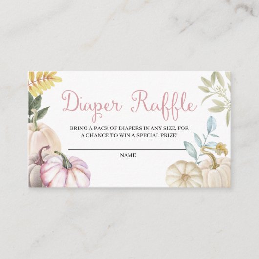 Herfst Pumpkin Autumn Diaper Raffle Enclosure Card Informatiekaartje (Voorkant)