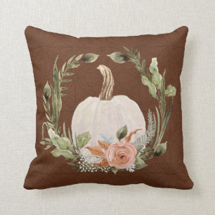 Herfst Pumpkin Autumn Peach Rust Floral Moss Folia Kussen