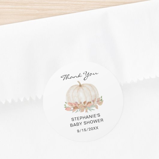 Herfst Pumpkin Baby shower Hartelijk dank Ronde Sticker