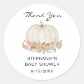 Herfst Pumpkin Baby shower Hartelijk dank Ronde Sticker (Voorkant)