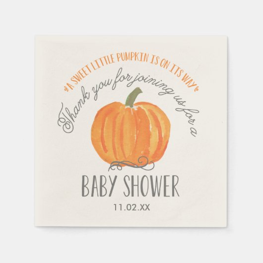 Herfst Pumpkin | Baby shower Napkin Servetten (Voorkant)