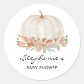Herfst Pumpkin Baby shower Ronde Sticker (Voorkant)
