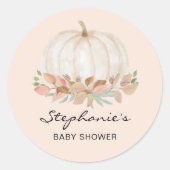 Herfst Pumpkin Baby shower Ronde Sticker (Voorkant)
