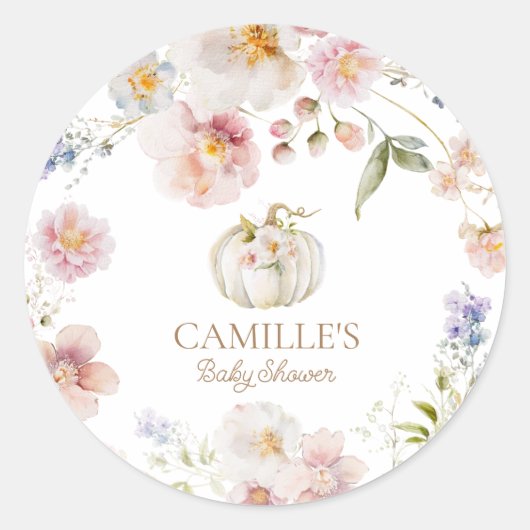 Herfst Pumpkin Baby shower Ronde Sticker (Voorkant)