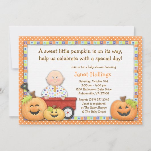 Herfst Pumpkin Baby shower Uitnodiging (Voorkant)